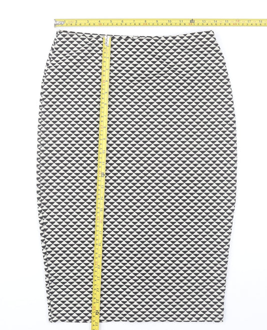 H&M Womens Black Geometric Pencil Skirt Size S Knee Length Stretch