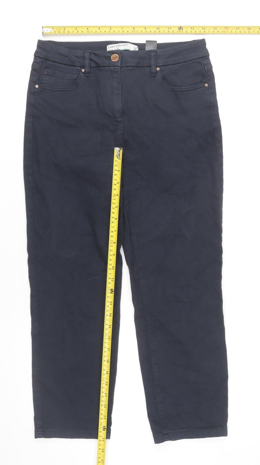 Next Women’s Blue Crop Straight Trousers Size 10 Cotton Blend