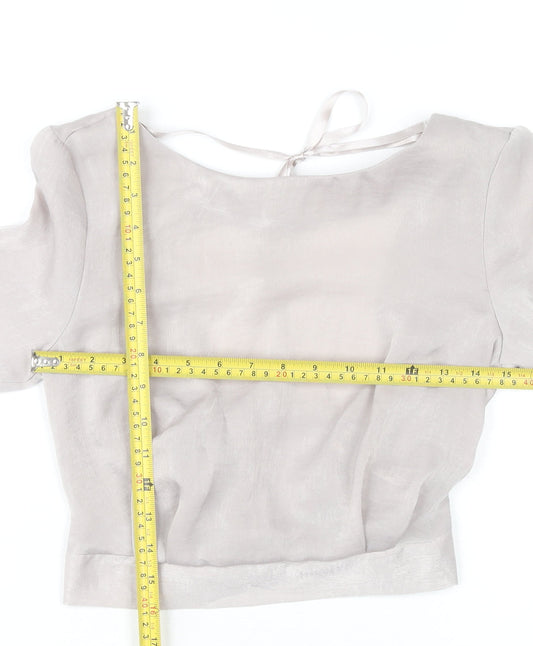 Miss Selfridge Women Beige Wrap Blouse UK 6 Long Sleeve Polyester