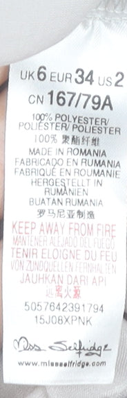 Miss Selfridge Women Beige Wrap Blouse UK 6 Long Sleeve Polyester