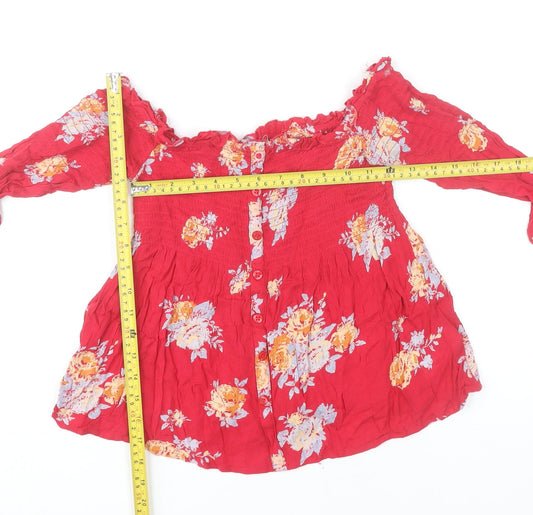 Womens UK Size XS Pins and Needles Red Bohemian Blouse