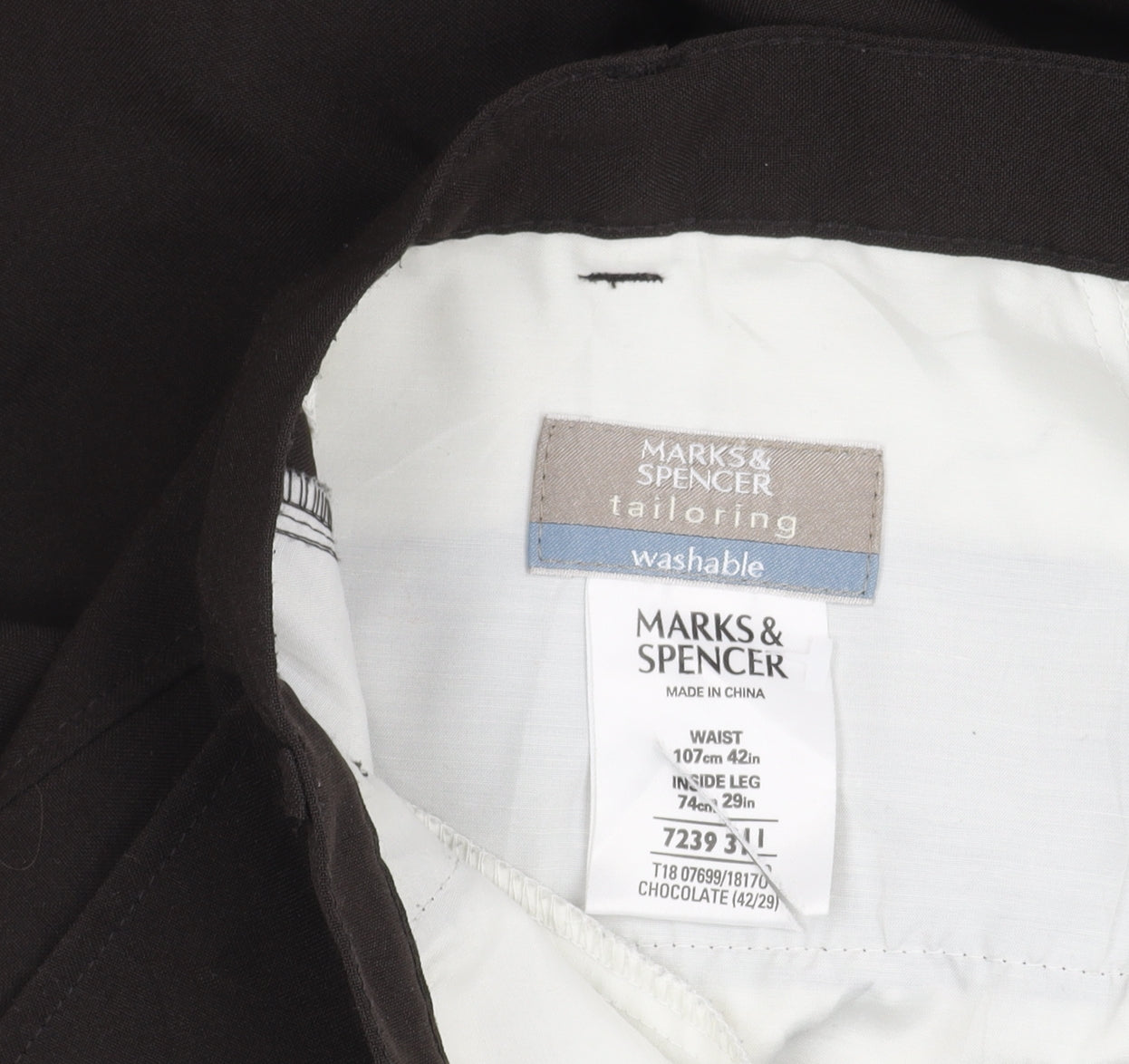 Marks and Spencer Men's Brown 42in Waist 29in Leg Dress Pants