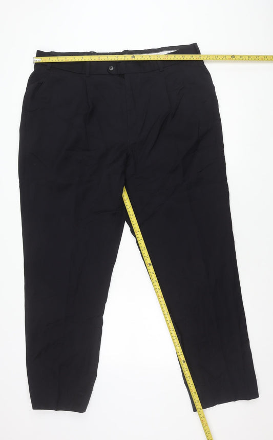 Men’s Black Wool Dress Pants Trousers Size 58 Regular Straight