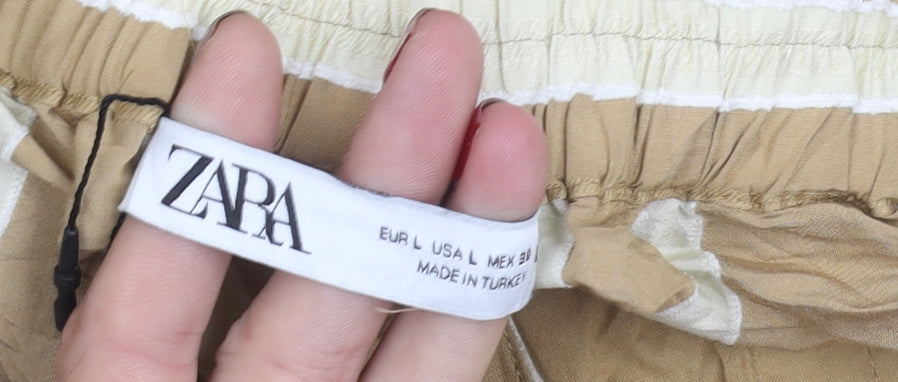 Womens UK Size L Zara Relaxed Fit CasualTravel Beige Trousers