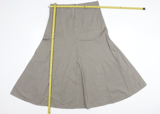 Papaya Women’s Grey A-Line Midi Skirt Size 12 Cotton Casual