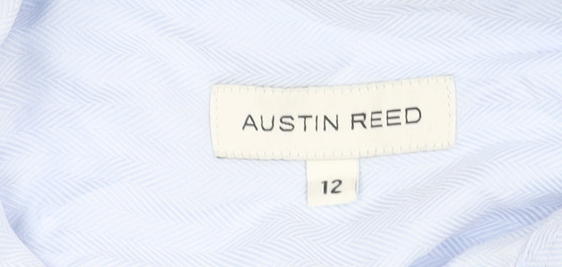 Austin Reed Womens Blue Cotton Button-Up Shirt Size 12 Long Sleeve