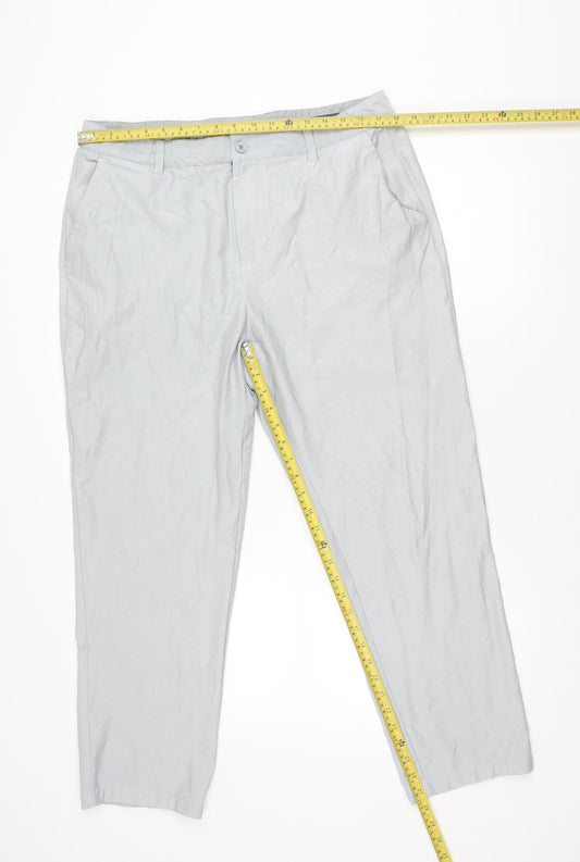 Adidas Men’s Grey Chino Trousers Size 36x34 Cotton Stretch