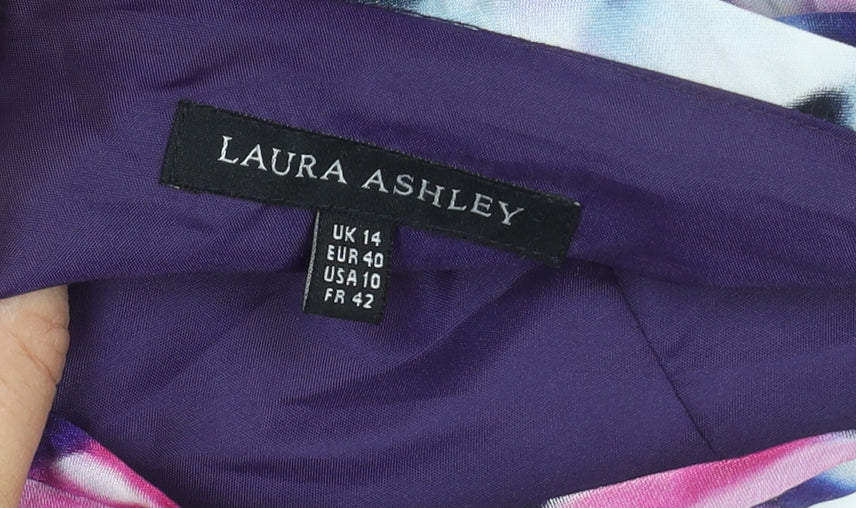 Laura Ashley Women's Multicoloured Floral Midi Flared Skirt Size 14