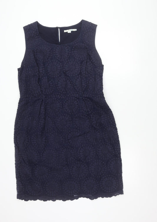 Additional front view of Boden Women’s Blue Sleeveless Floral Sheath Dress, size UK 10