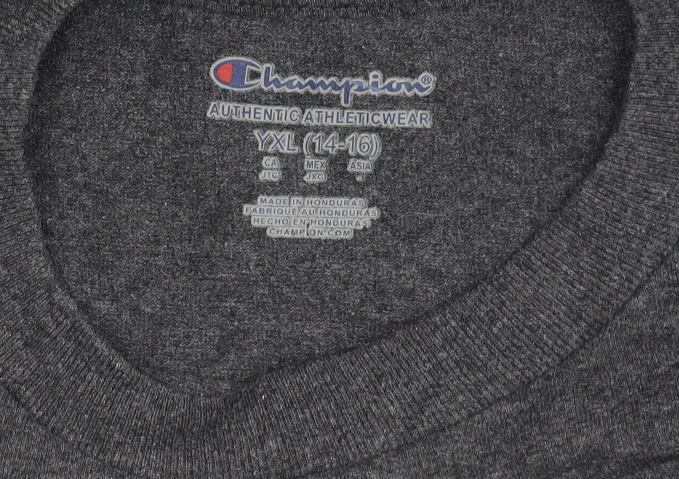 Champion Boys Grey Graphic T-Shirt 14-16Y MIT Think Print Casual Tee