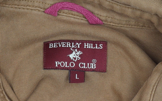 Beverly Hills Polo Club Men’s L Polo Shirt Brown Yellow Green Long Sleeve