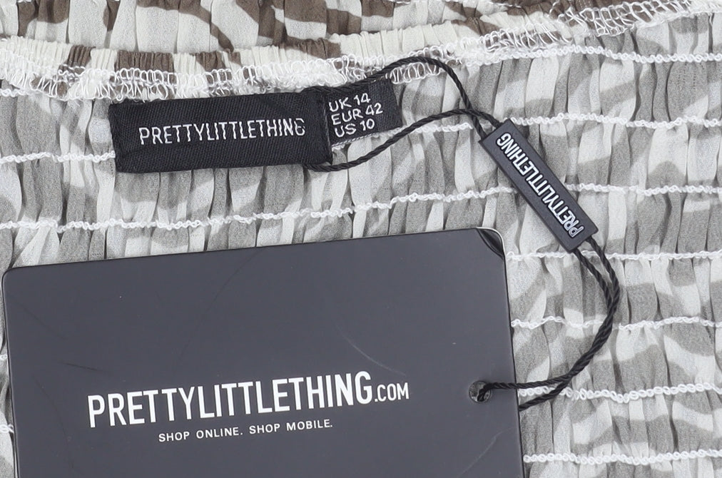 PrettyLittleThing Women’s Brown Zebra Print Slip Dress Size 14