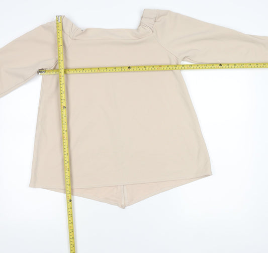Boohoo Women’s Beige Bardot Tie Sleeve Blouse Top UK 12
