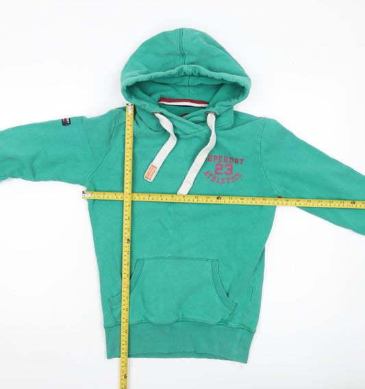 Superdry Women’s Green Pullover Hoodie XS Graphic Print Cotton