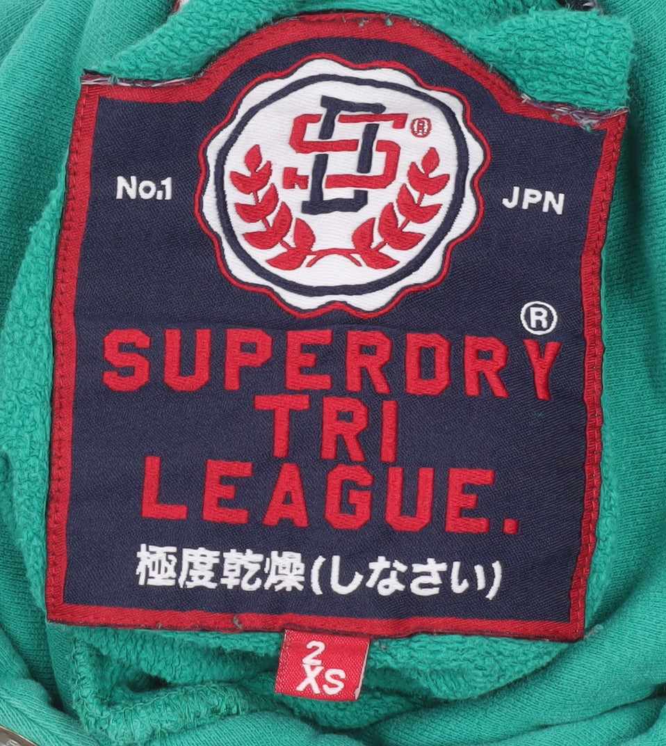 Superdry Women’s Green Pullover Hoodie XS Graphic Print Cotton