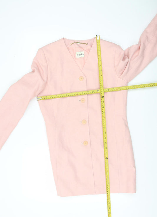 Viyella Womens Pink Size 8 Shawl Collar Suit Jacket Blazer
