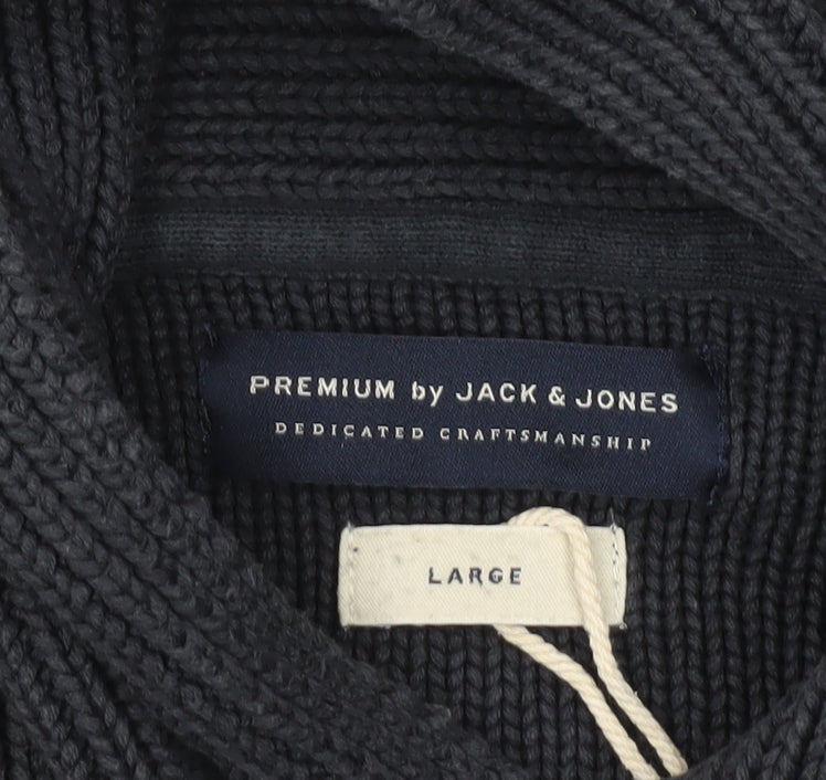 Jack & Jones Men's Black Cotton Hooded Pullover Jumper L