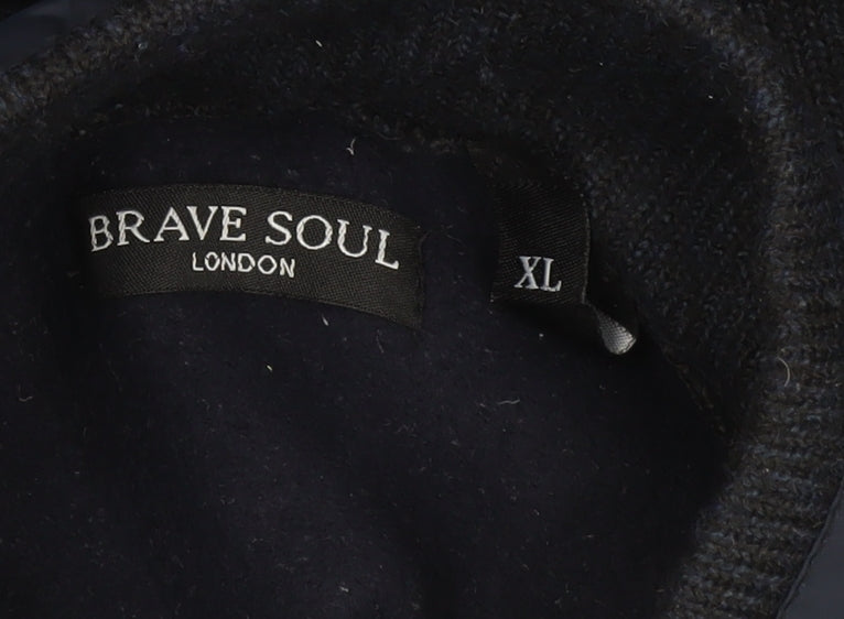 Brave Soul Mens Blue XL Full Zip High Neck Jumper with Logo