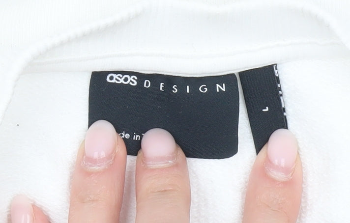 Womens UK Size L ASOS DESIGN White Pullover Sweatshirt