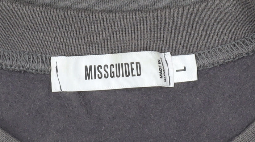 Missguided Unisex Grey College Michigan Sweatshirt Size L Crew Neck