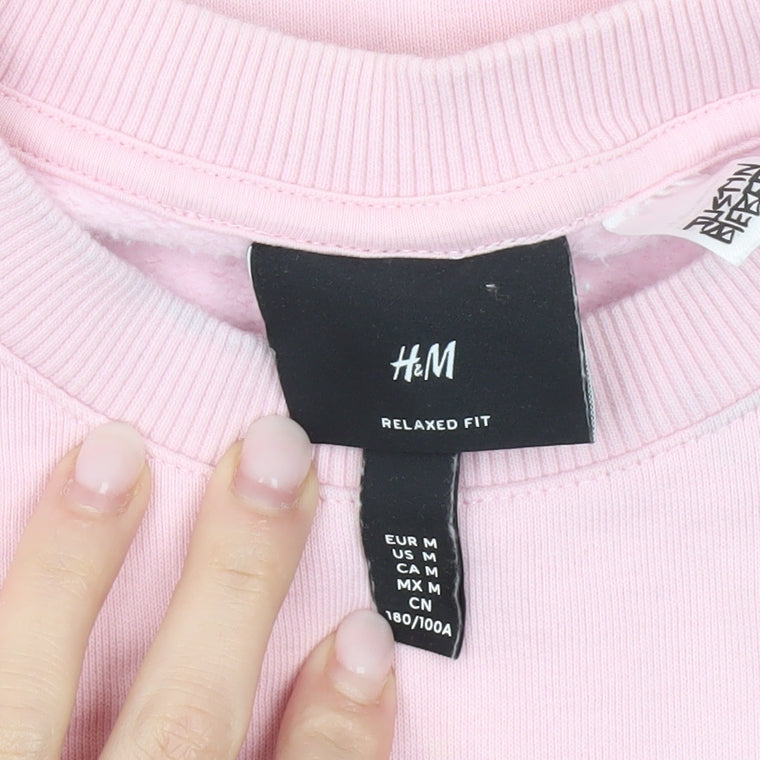 Mens UK Size M H&M Pink Pullover Sweatshirt