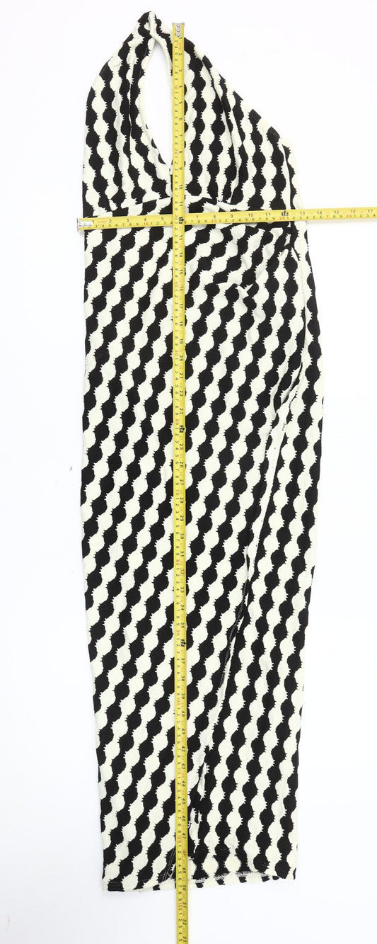 ASOS DESIGN Women’s Black White Halter Bodycon Midi Dress Size 10