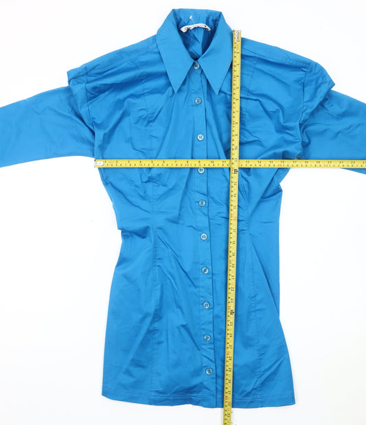Zara Women’s Blue Shirt Dress Size 14 Collared 3/4 Sleeve Workwear