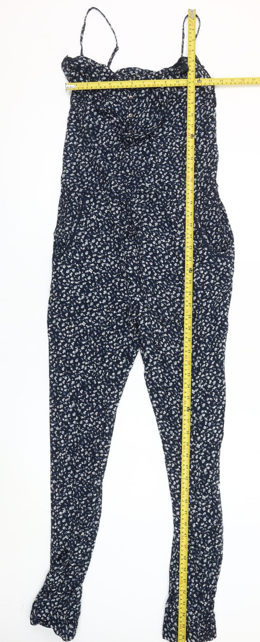 Marks and Spencer Women’s Blue Floral Cotton Sleeveless Jumpsuit UK 8
