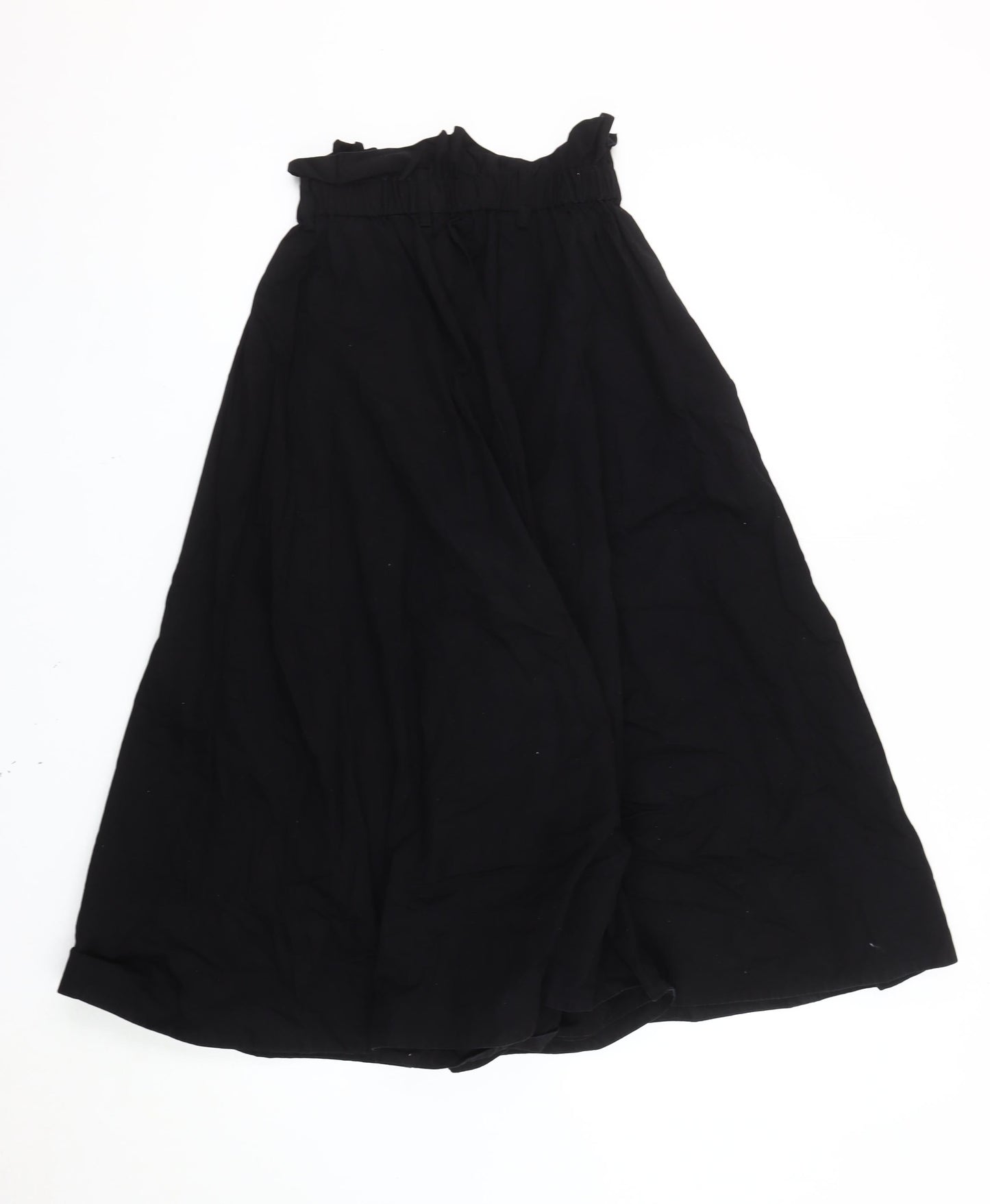 H&M Women’s Black XS A-Line Midi Skirt Cotton Elastic Waist