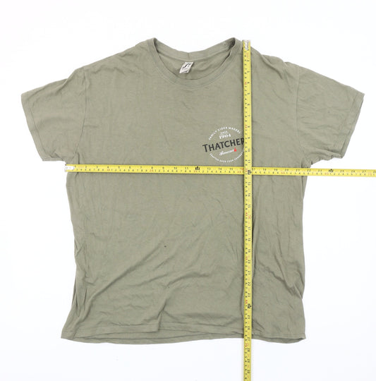 SOL'S Mens Green Thatchers Beer Graphic T-Shirt 2XL Crew Neck Cotton