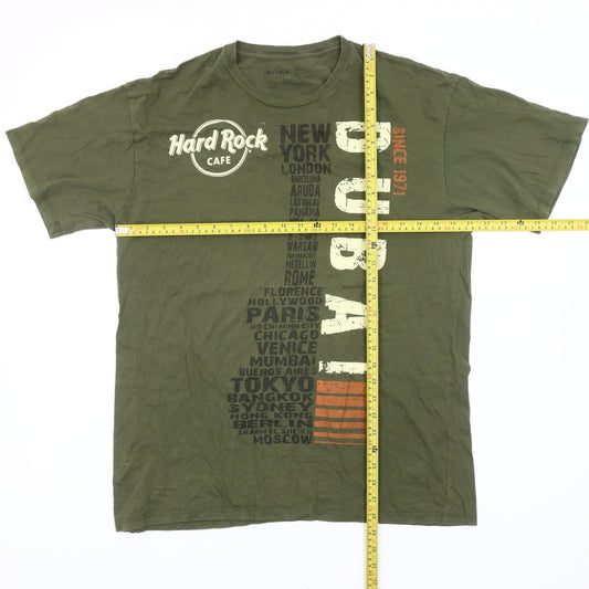 Mens UK Size L Hard Rock Cafe Green T-Shirt