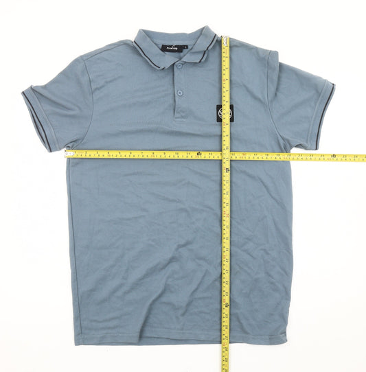 Firetrap Men’s Blue Polo Shirt L Regular Fit Short Sleeve Cotton