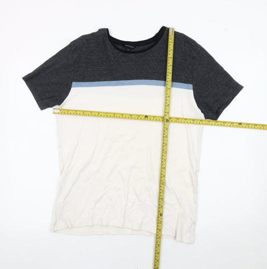 Peacocks Men’s Medium Colourblock T-Shirt Black White Blue Cotton