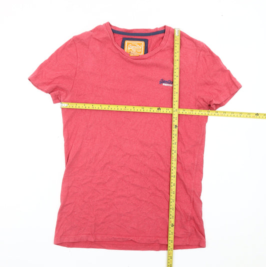 Superdry Men’s Red Crew Neck Cotton T-Shirt Size M Classic Logo