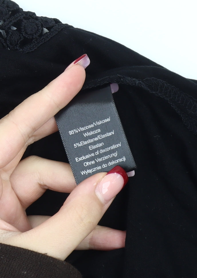 Womens UK Size S Cable & Gauge Black Basic Blouse
