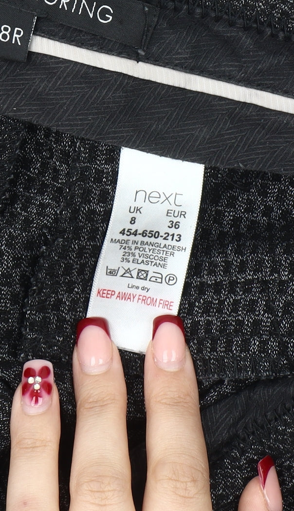 Next Women’s Black Geometric Dress Pants Size 8 Straight Leg