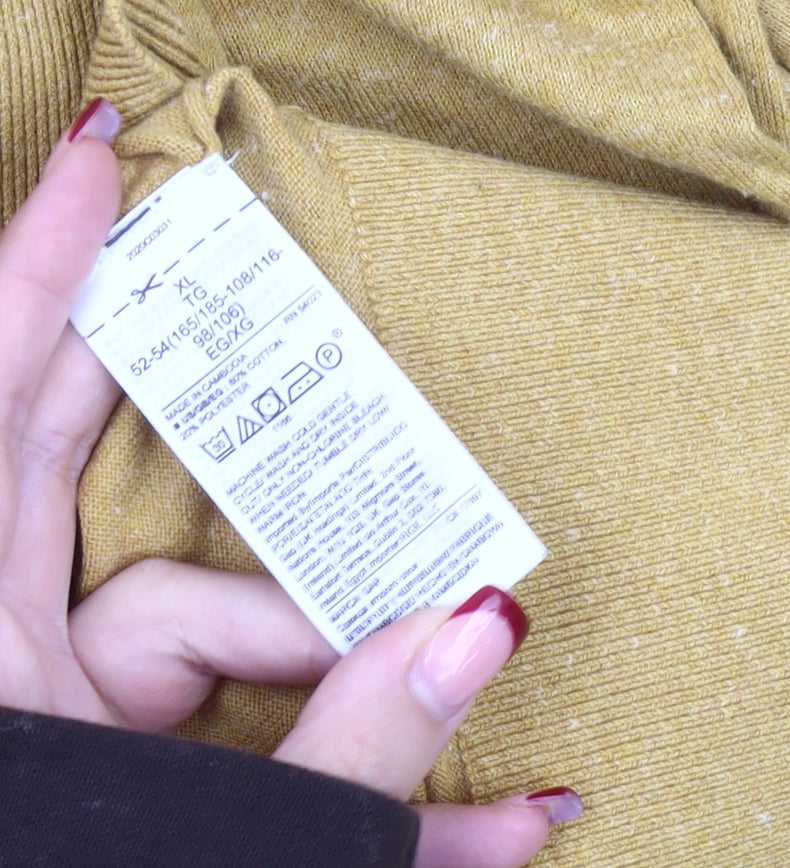 GAP Men’s Yellow XL Cotton Blend Crew Neck Pullover Jumper