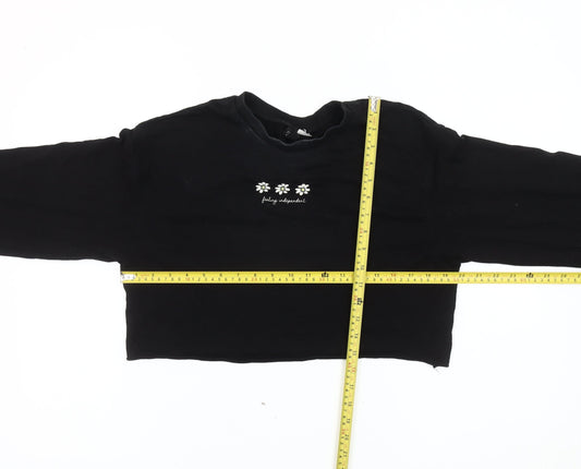 Womens UK Size S Divided Black Cropped T-Shirt