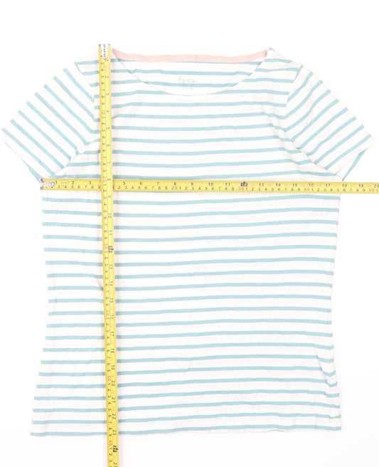 Boden Womens Blue White Striped Cotton T-Shirt UK 12 Short Sleeve