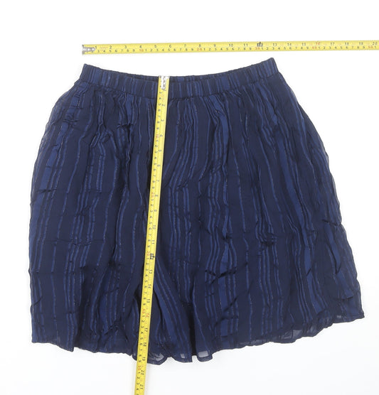 Pieces Women Blue Striped Short A-Line Skirt Size M Viscose