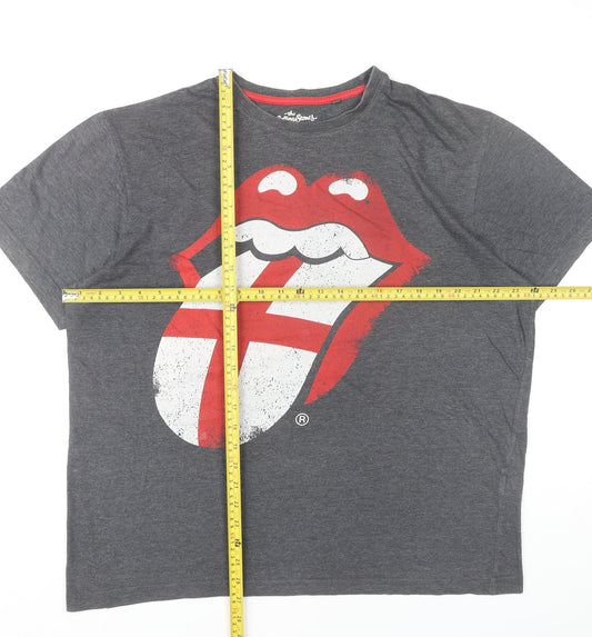 The Rolling Stones Men's Grey Graphic Band T-Shirt L