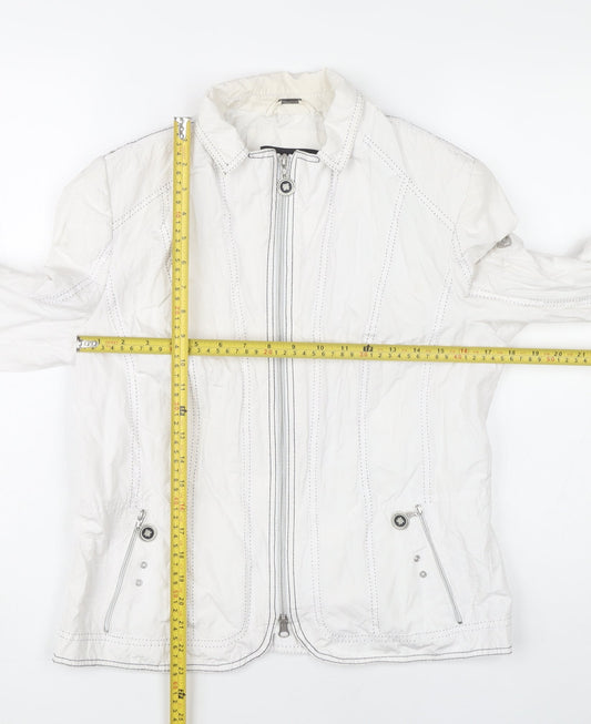 Barbara Lebek Womens White Size 14 Full Zip Casual Jacket