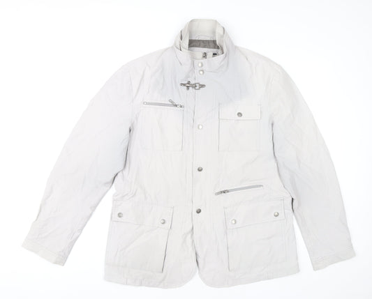 Ascot Sport Men Grey Mid-Length Military Jacket Size M Outdoor Zip Pockets