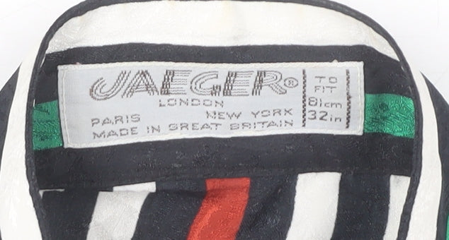 Jaeger Women’s Multicoloured Striped Silk Blouse Size 8 Long Sleeve Retro
