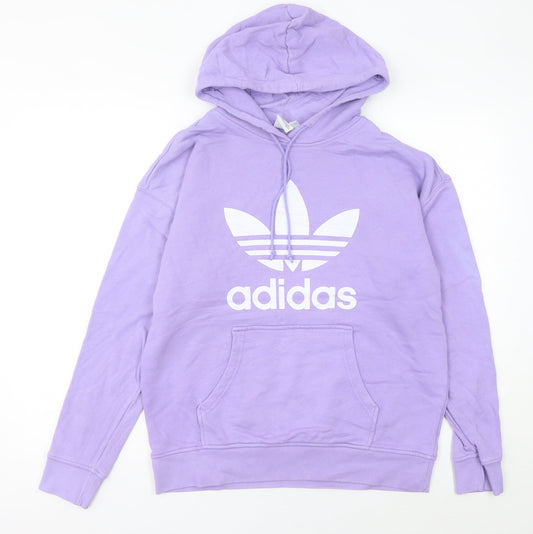 Additional front view of Adidas Women’s Purple Hoodie, size UK 10, UK Cotton Pullover Casual