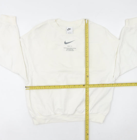 Nike Women White Logo Pullover Sweatshirt Size 4 Regular Fit