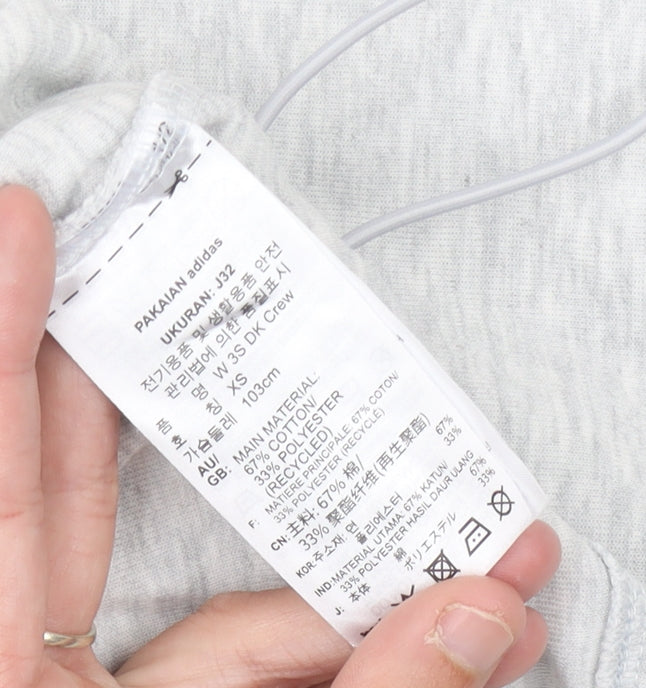 Adidas Women Grey Size 8 Sweatshirt Crew Neck Long Sleeve