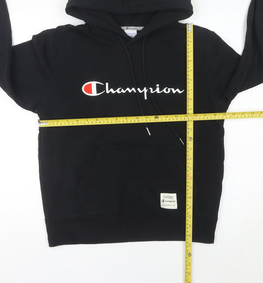 Champion Womens Black Hoodie Size 8 Small Logo Pullover Sweatshirt