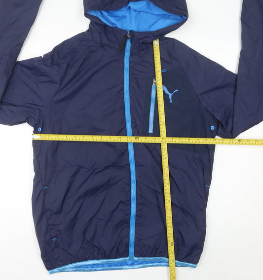 Puma Men’s Blue L Windbreaker Jacket Hooded Lightweight