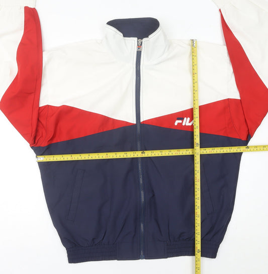 FILA Men’s White Red Blue Track Jacket L Retro Colourblock